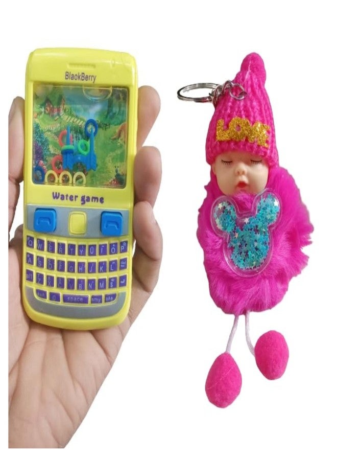 ZOKCY 2 in 1 ( 2 Water Mobile Game + 2 Cute Small Love Doll Keychain) Water Mobile Phone Ring Game Playing Indoor Toys/Cute Sleeping Love Doll Keychain - Image 1